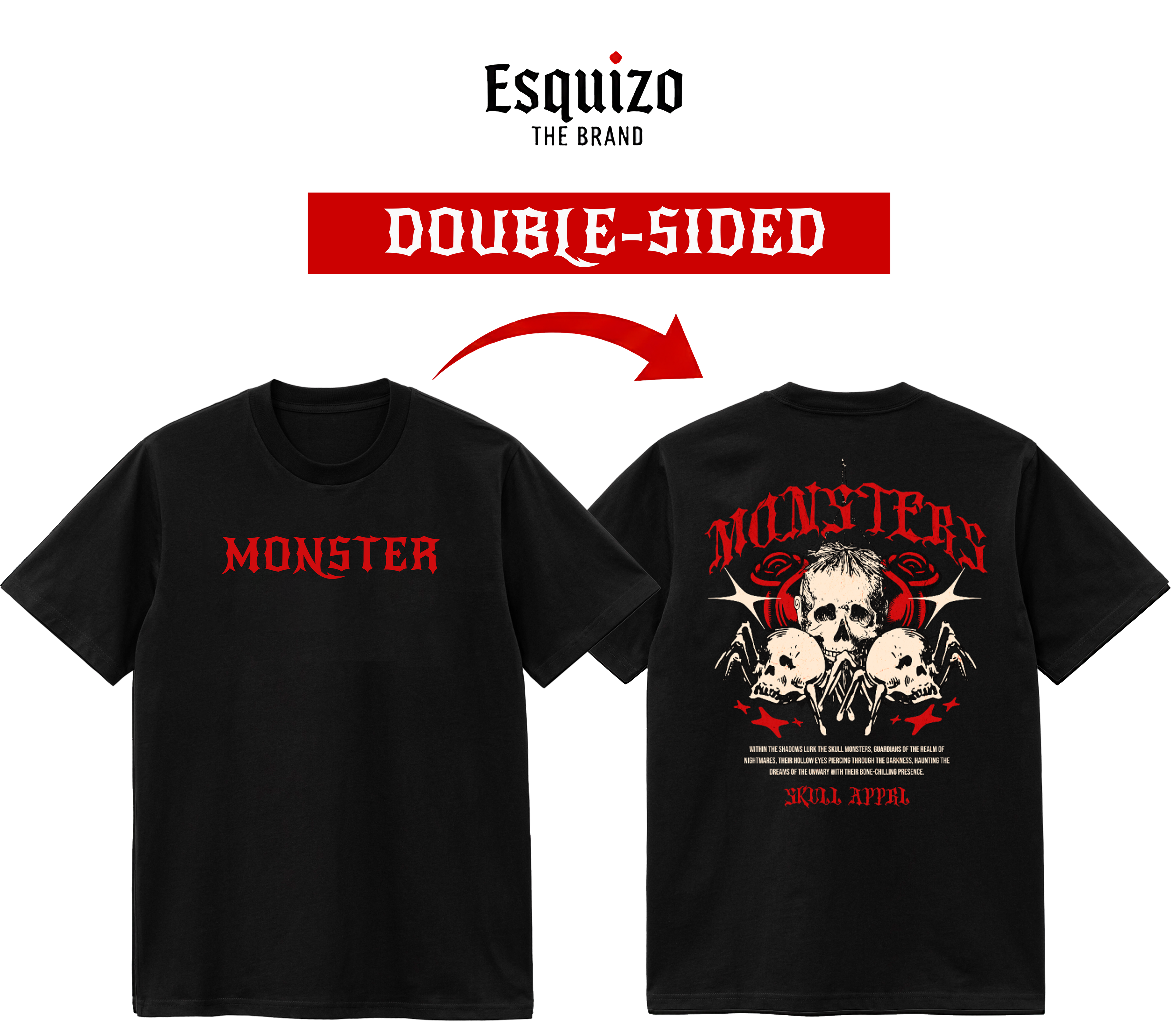 Skull Monsters T-Shirt – Crimson Shadows Edition