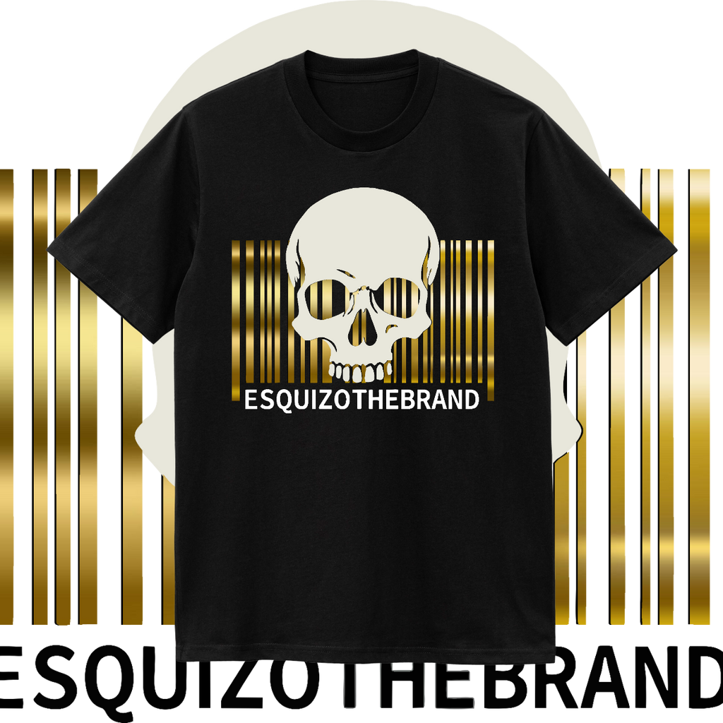 Barcode Skull T-Shirt – Metallic Gold Edition