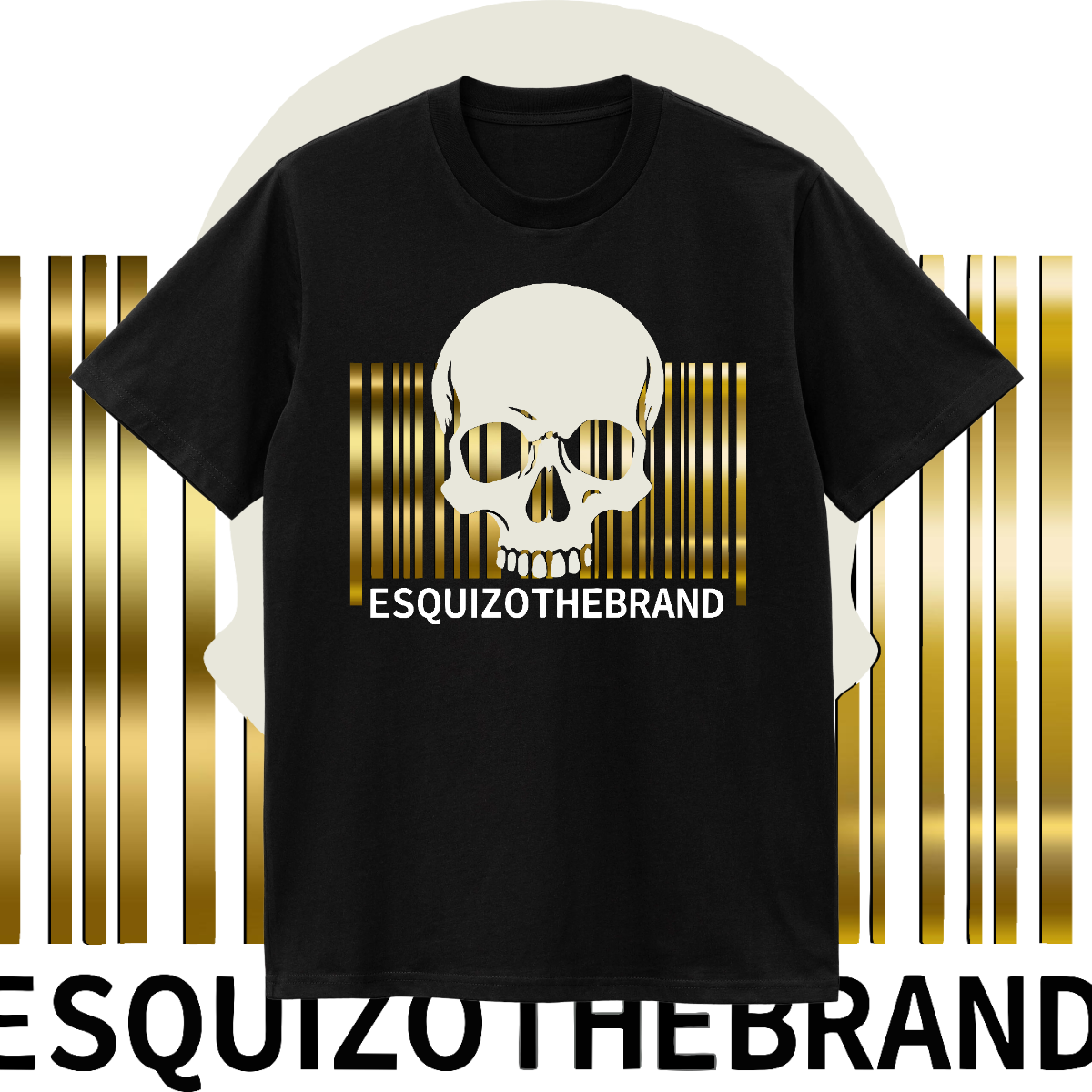 Barcode Skull T-Shirt – Metallic Gold Edition